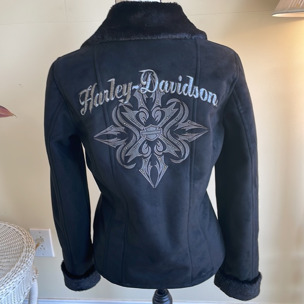 Harley Davidson Suede Faux Fir Jacket - Picture 7 of 11